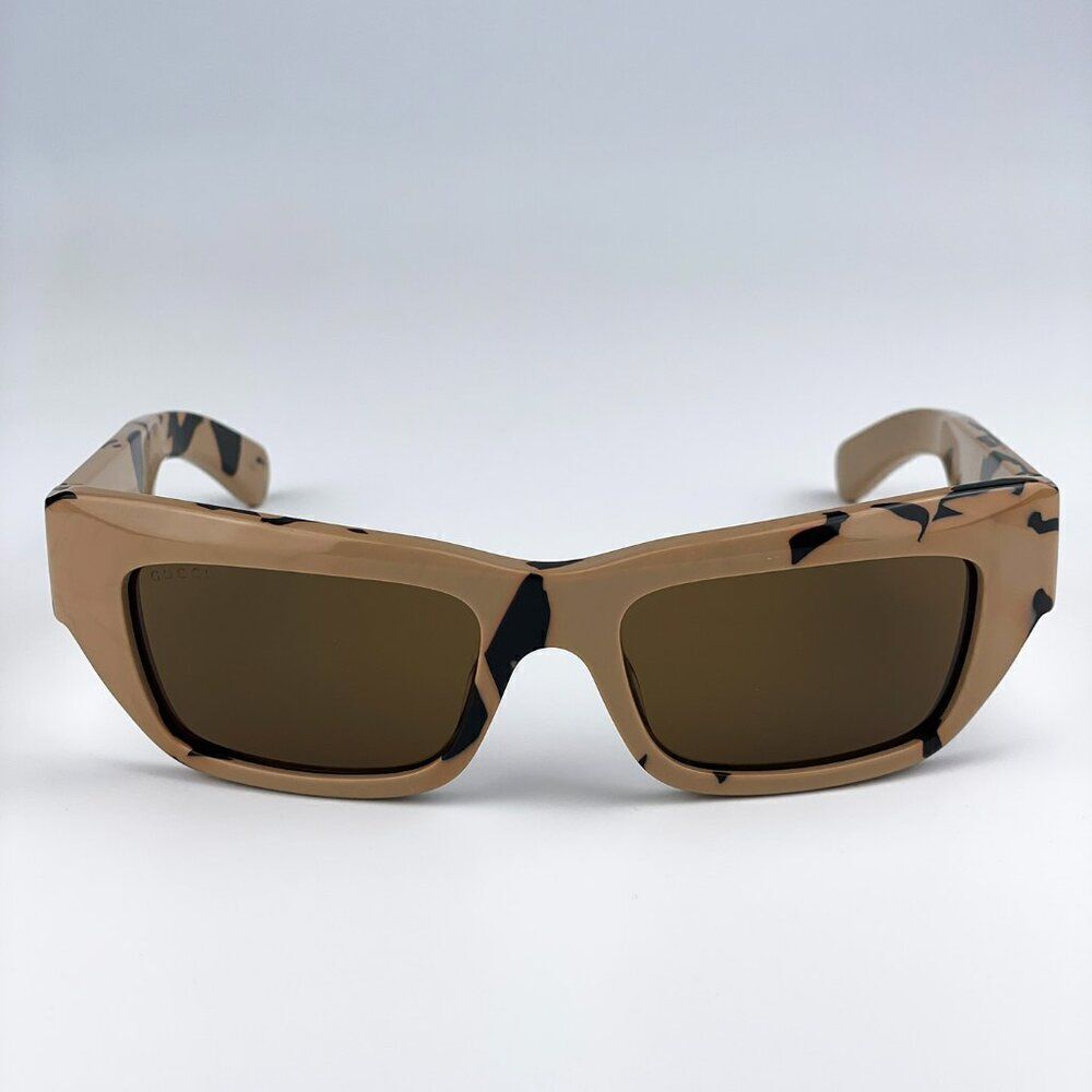 SALE! NEW Gucci GG1296S 003 Black Big Spotted Havana Rectangle Unisex Sunglasses